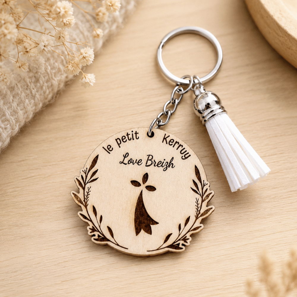 Porte-clé Love Breizh en bois