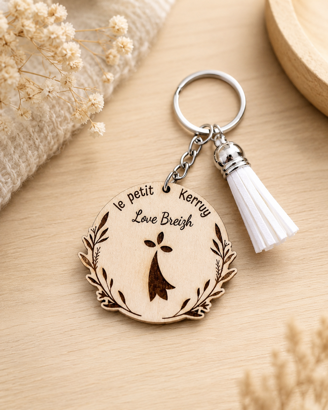 Porte-clé Love Breizh en bois